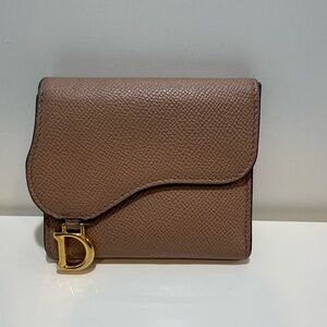 Christian Dior Beige Leather Saddle Wallet